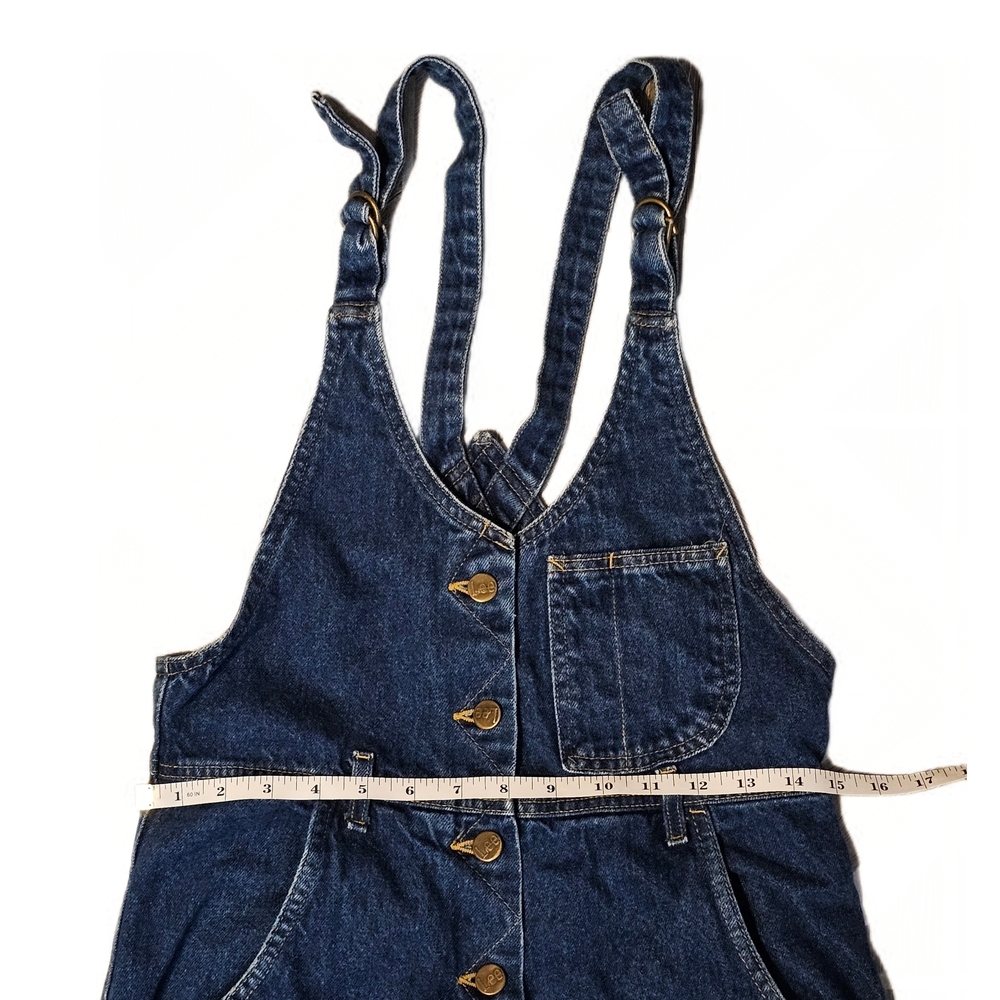 Vintage Lee Womens Denim Bib Overalls Button Front Taper Leg Size 3 Made In USA - Picture 7 of 12